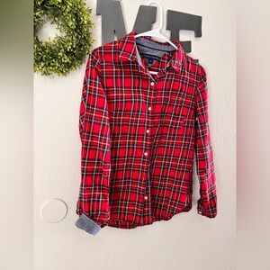 Tommy Hilfiger Red and Black Plaid Shirt
